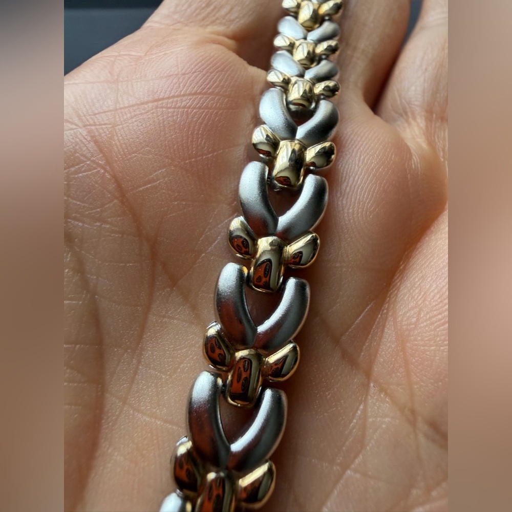 Sharp Two Tone Link Bracelet - Picture 6 of 10